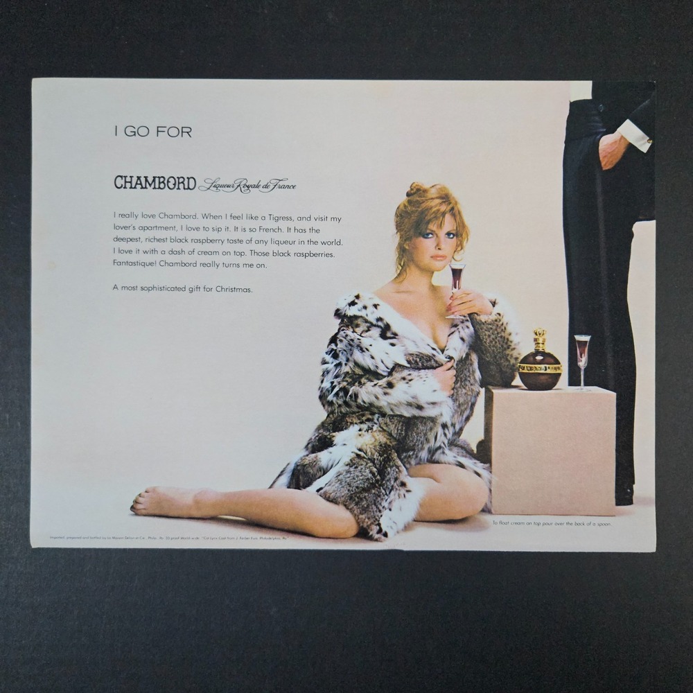 1983 Chambord Liqueur Vintage Print Ad Woman In Lynx Fur Coat J Ferber Philly PA